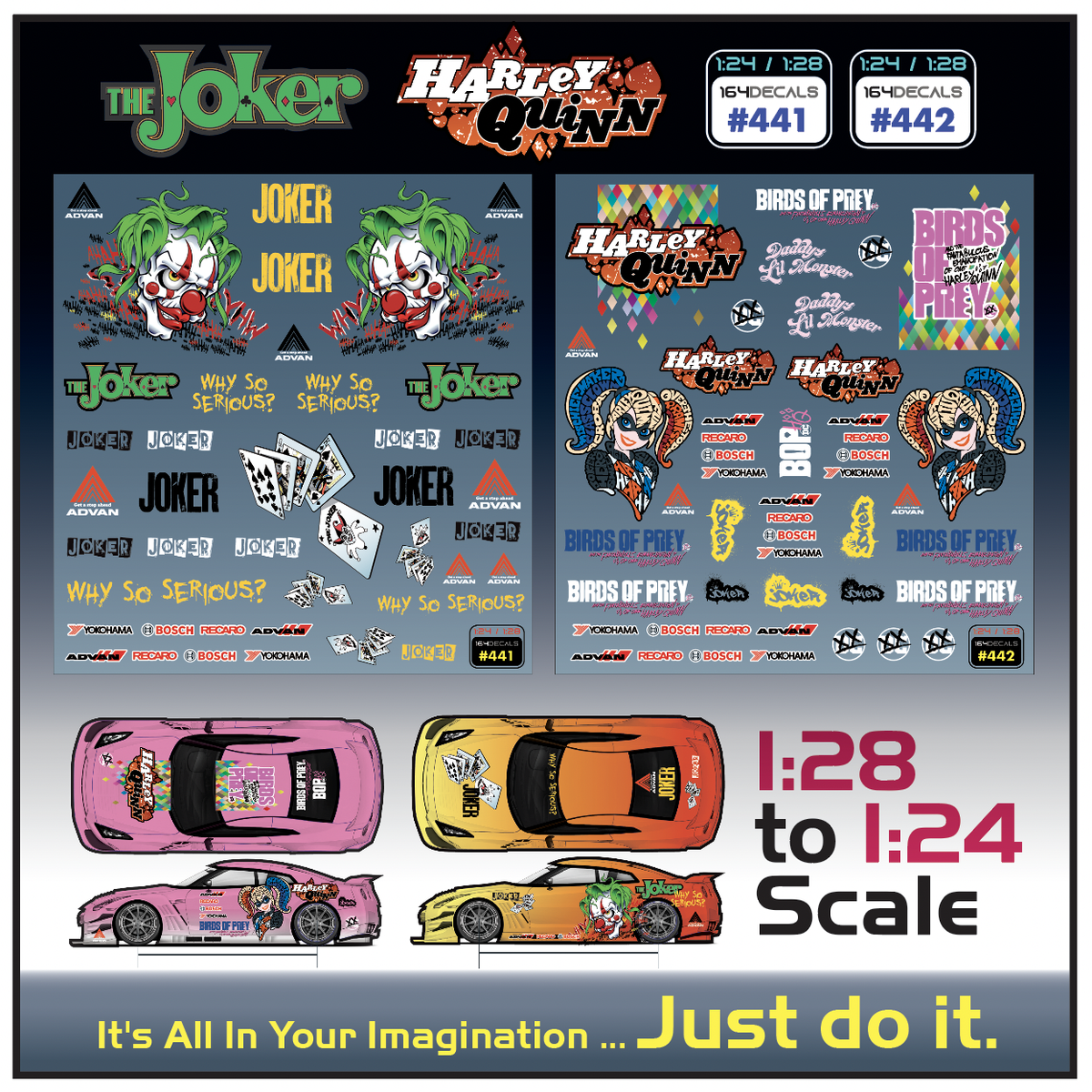 1x QUINN JOKER Water Slide Decal White Toner 1/24 - 1/28 RC