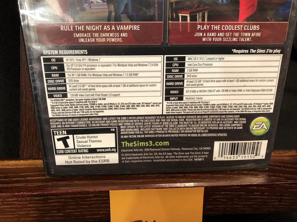 Sims 3: Late Night Expansion Pack (Windows/Mac, 2010) BRAND NEW SEALED FREE S/H! - Image 3 of 3