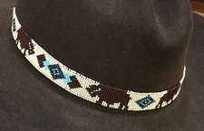 BUFFALO DIAMONDS Native Design Handmade Beaded Hatband HAT BAND NAVAJO STERLIN