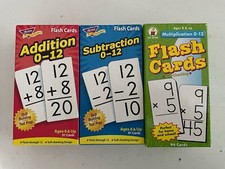 Slightly Used, Addition 0-12, Subtraction 0-12, Multiplication 0-12 Flash Cards
