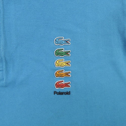 Lacoste Polo Men 4 Medium Polaroid Collab Blue Collar Multi Crocodile Logo Shirt - Picture 3 of 13