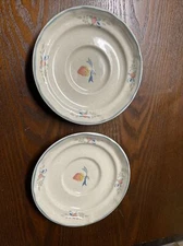 VTG Set of 2 International Tableworks Strawberry Floral Saucers 6.5” Stoneware