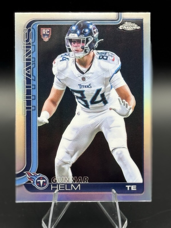 Topps 2025 Chrome Gunnar Helm Rookie Refractor #305 Tennessee Titans Football