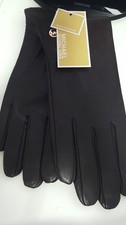 Michael Kors Brown Leather Tech Gloves with Gold Logo - Size XL - MSRP $98