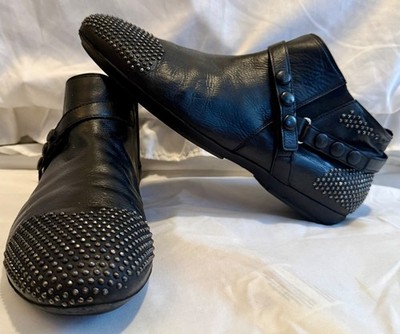 Cesare Paciotti Italy Black Leather Studded Ankle Boots Men s Size 9