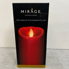 Mirage LED Cera Sin Llama 7” Pilar Vela Color Rojo Con Temporizador