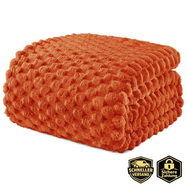 Kuscheldecke Flauschig 150X200 Cm Fleecedecke Orange FüR Zuhause Wohnzimmer-image