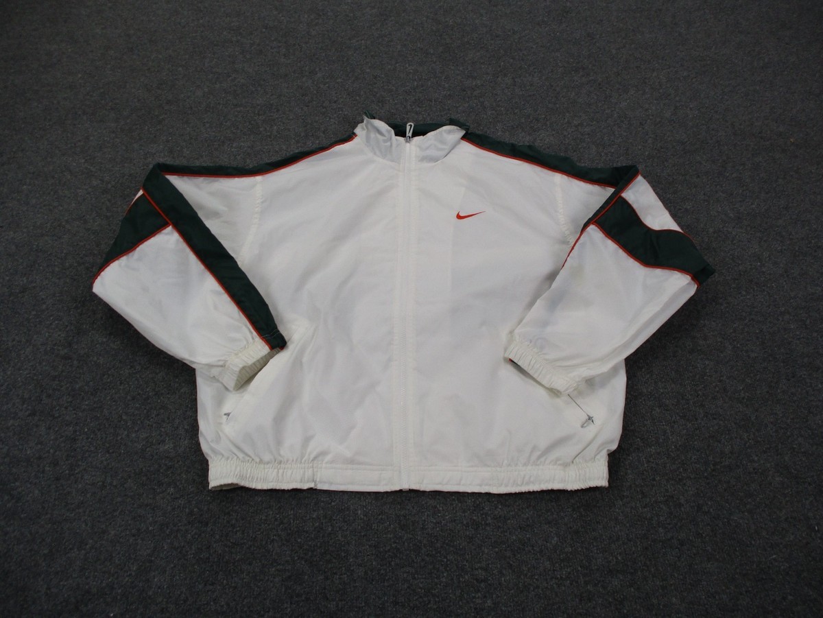 Vintage Nike Jacket Mens L White Green Nylon Retro Sport Active