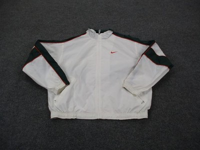 Vintage Nike Jacket Mens L White Green Nylon Retro Sport Active