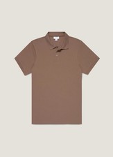Sunspel Pique Riviera Polo Shirt Medium Bark Brown Daniel Craig James Bond