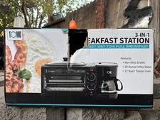 Tomo 3-in-1 Electric Breakfast Station Coffeemaker, Griddle, Toaster, Oven