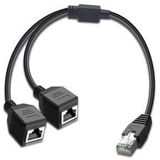 "RJ45 Ethernet Splitter 1-to-2 LAN Adapter for Cat5/5e/6/7, 1 Port Active"