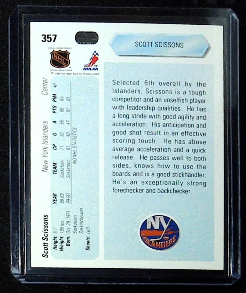 1990-91 Upper Deck #357 Scott Scissons - Image 2 of 2