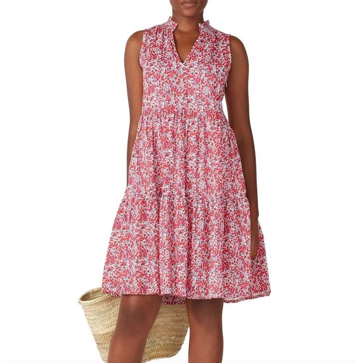 J.Crew Women’s Cotton poplin tiered popover dress in Liberty Wiltshire print, S