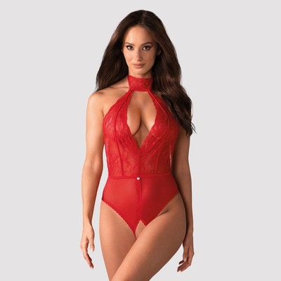Obsessive Dagmarie Sexy Open Horse Choker Lace Bodysuit
