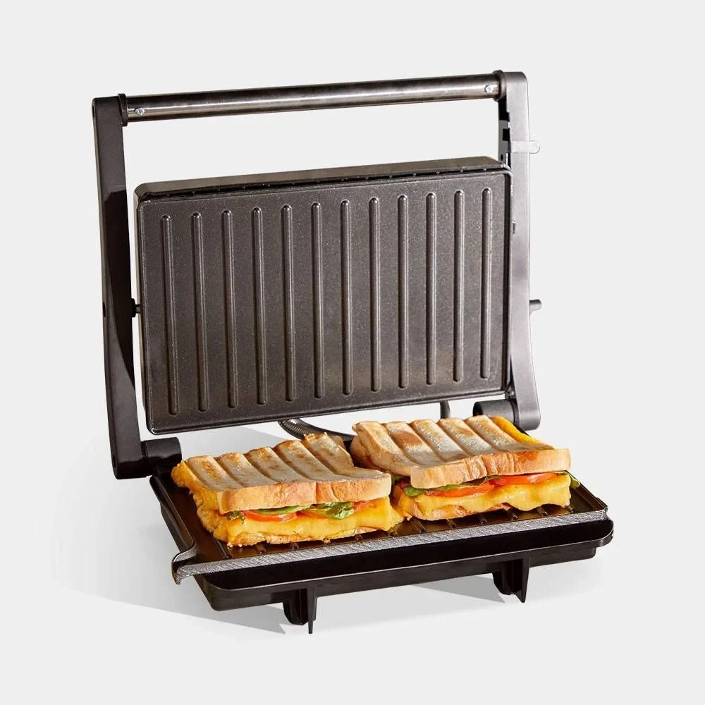 VonShef Panini Press Grill – 2 Slice Sandwich Toaster, 1000W – Black - 2000160