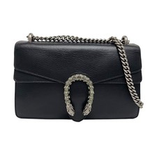 Gucci Dionysus Medium Black Grained Leather S...