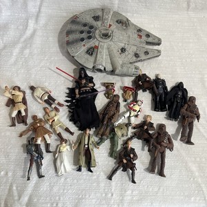 Star Wars Hasbro Millennium Falcon + Action Figure Lot Jedi Sith Prequels