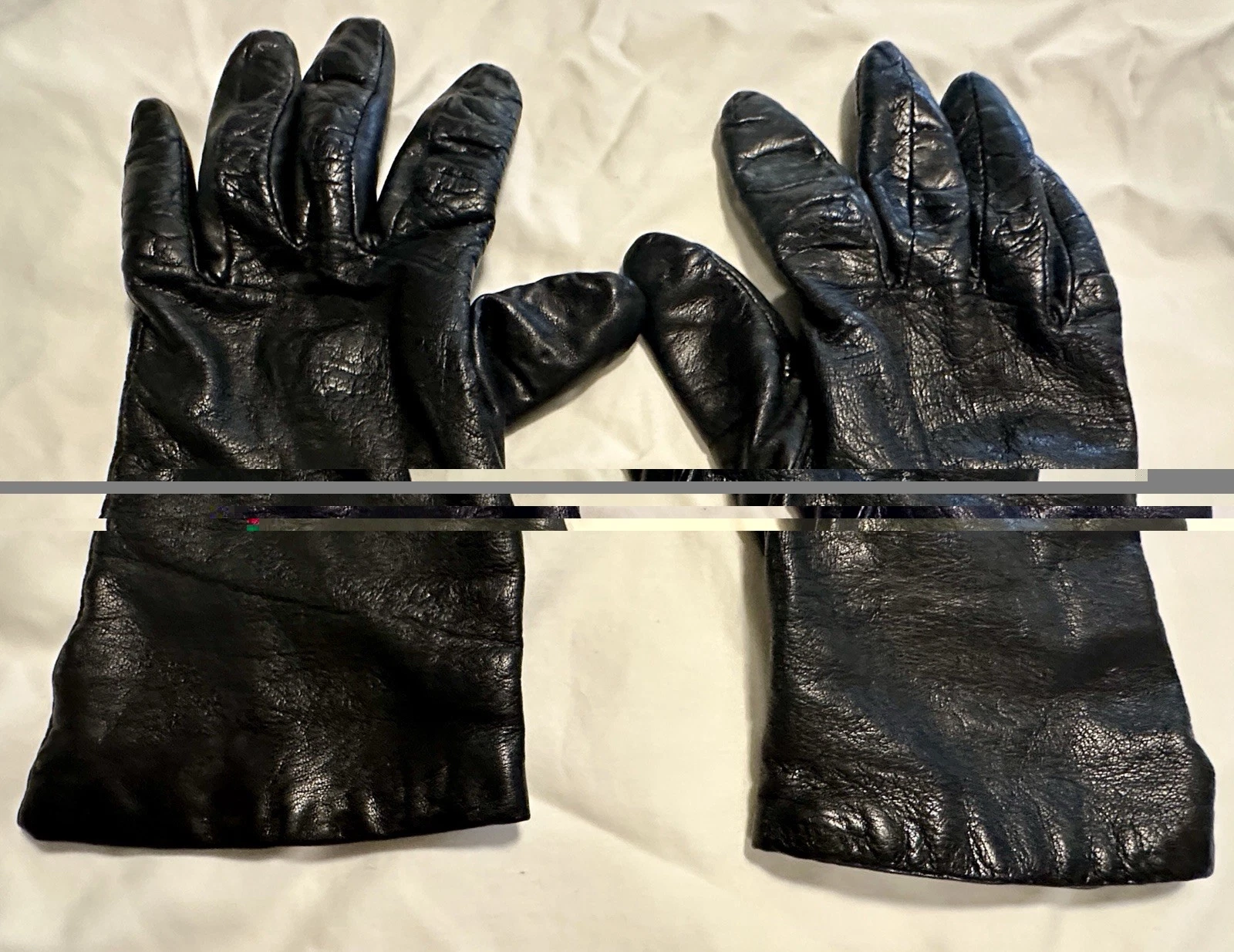 Nordstrom Black Leather Driving Gloves Cashmere Feel Lined Size 8.5 M