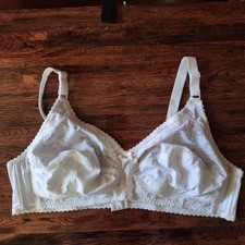 Vintage Gelmart Bra 48D Supportive Floral White Rockabilly Wireless Support