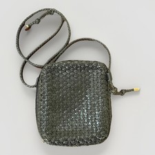 Vintage CEM Black Woven Leather Purse Braided Handbag Crossbody Brazil 7x7
