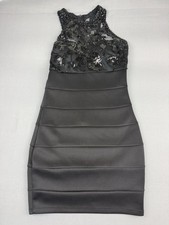 Speechless Black Sequin Hearts Lace Bodycon Knee Dress Size 5 Junior Party
