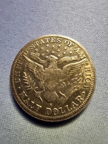 1909-S United States Barber Half Dollar 90% Silver 50C 0.900 Fineness XF+ Coin