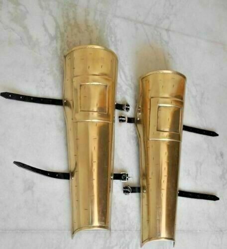 300 MOVIE SPARTAN LEG GUARD SET 300 SPARTAN BRASS ANTIQUE GREAVES SET REPLICA - Picture 3 of 3