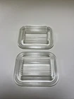 Pyrex 501-C Vintage Clear Glass Refrigerator Dish Replacement Lids Only (2) CHIP