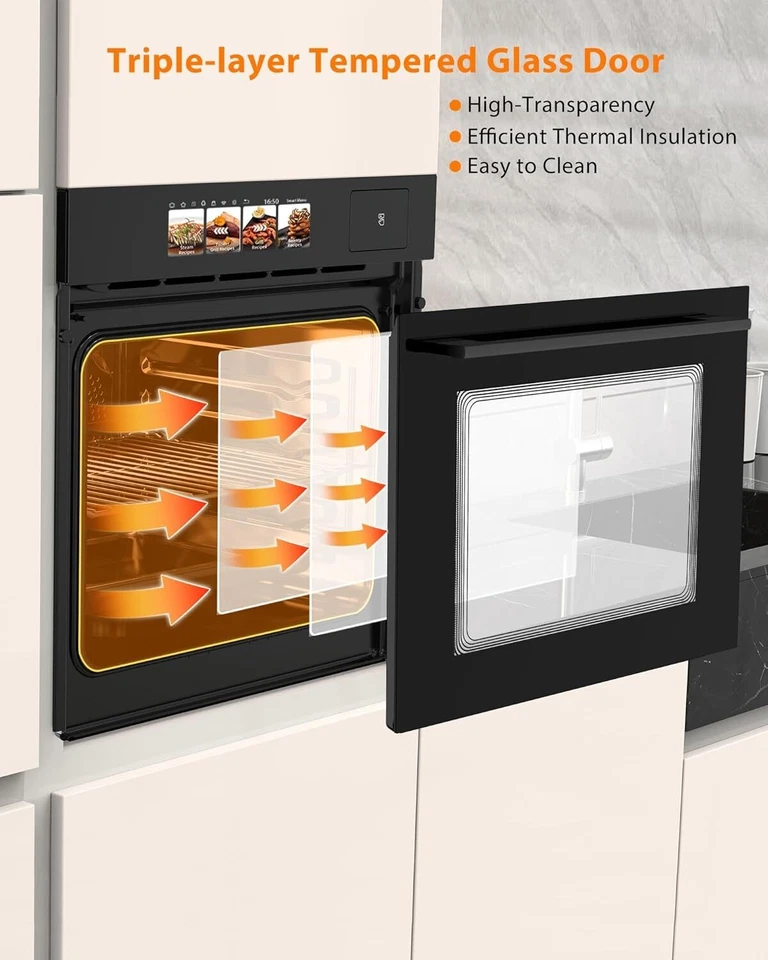 Horno de pared única de 24" con capacidad de 2,5 pies cúbicos y 8 modos pantalla táctil colorida envío a EE. UU. Foto 4 de 4