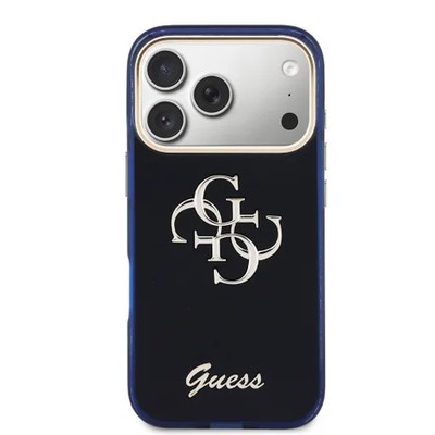 GUESS iPhone 17 Pro Max Hülle Case Cover 4G Script Big Metal Logo Blue