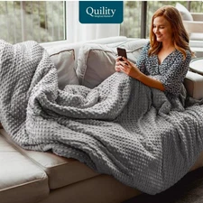 Quility Weighted Blanket for Adults with Cover (15 LB 60 x 80, Full Size) Gray