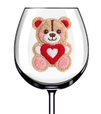 12x Valentinstag Teddy Vinyl Aufkleber Abziehbild Becher Weinglas Flasche Laptop