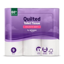 Image of Toilet Roll 3 ply Quilted Velvety Soft 9 Rolls (1 Pack of 9) 200 Sheets per Roll