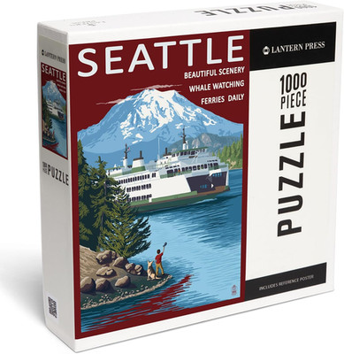 Seattle, Washington, Ferry and Mount Rainier Scene 1000 Piece Jigsaw Puzzle for 