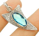 Natural 3CT Flawless Blue Topaz 925 Sterling Silver Pendant 1 2/3" Long @1-5 — photo 1