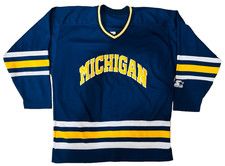 Vintage 1990's MICHIGAN WOLVERINES Hockey-Style STARTER Jersey, Roomy XL, VGUC
