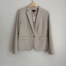 NWT Ann Taylor Beige One Button Blazer Jacket Size 4 Career Office Minimalist