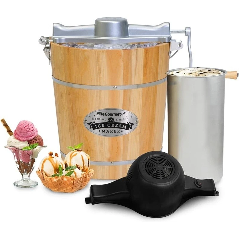 Electric Ice Cream Maker 4Qt Easy Cleanup Quiet Operation Dessert Machine New