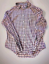 Lacoste Logo Button Down Shirt Classic Plaid Gingham Check Men's Size Large EUC