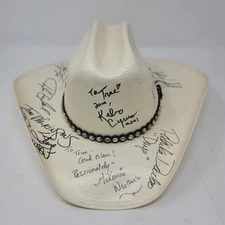 Vtg Autographed Signed Cowboy Hat Country Music Artists Bands Wild Horses Days 