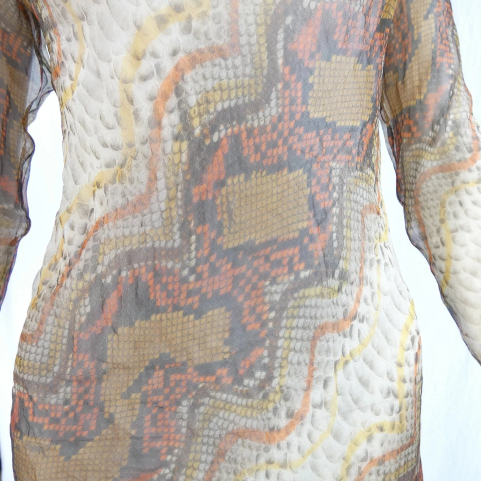 Blusa Yves Saint Laurent S/S 2011 Top de Seda Serpiente Transparente Reino Unido 8 Vintage YSL Pasarela Foto 3 de 4