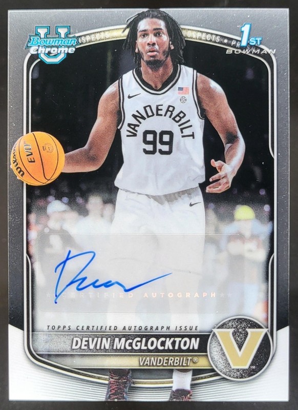 2025-26 Bowman Devin McGlockton Chrome Auto 1st Prospect Commodores MS2