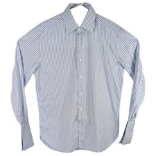 Ermenegildo Zegna French Cuff Shirt Mens 16-41 (Large) Blue White Navy Striped