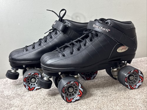Riedell R3 Roller Skates Black Size 11 w/ Black Cayman Wheels NICE!