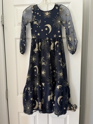Joyfolie Long Blue Tulle Gold Glitter Unicorn Moon Star Girls Size 7
