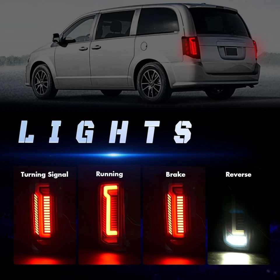 PAIR Sequential LED Tail Lights for 2011-2020 Dodge Grand Caravan Dynamic LH/RH  - Image 2 of 4