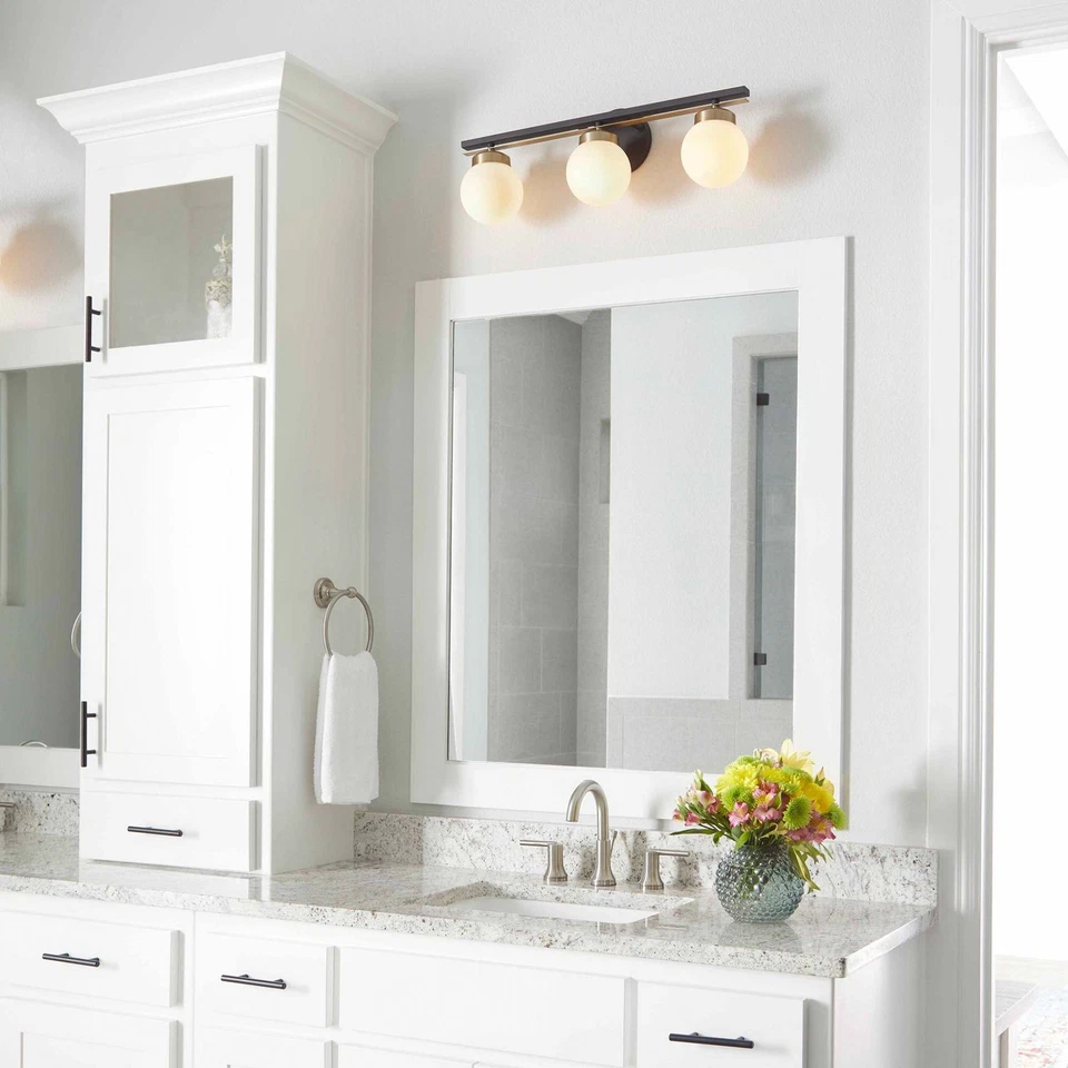 Luz de tocador Quorum International 506-3-80 Nimbus 3 luces 24" W - negra texturizada Foto 2 de 4