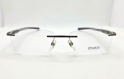 Starck SH2036 0002 Eyeglasses RX Frame Black/Grey Rimless Rectangular 55-18-145