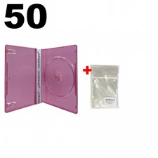50 STANDARD Clear Red Color Single DVD Cases & 100 OPP Bags